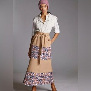 NWOT Sachin + Babi Anthropologie Jacquard Tiered Belted A-Line Maxi Skirt